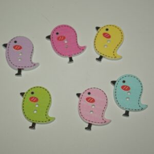 Houten knoopje Vogeltje