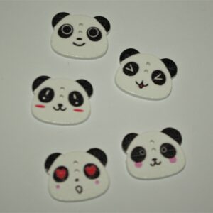 Houten knoop panda hoofd