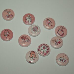 Houten knoop rond roze