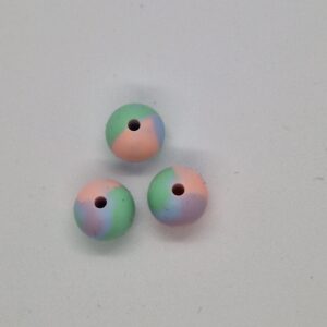 Siliconen kralen Gemeleerd groen, paars, zalm