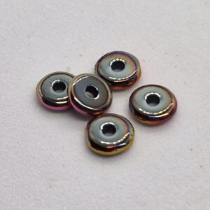 Spacer rondel donker met multicolour